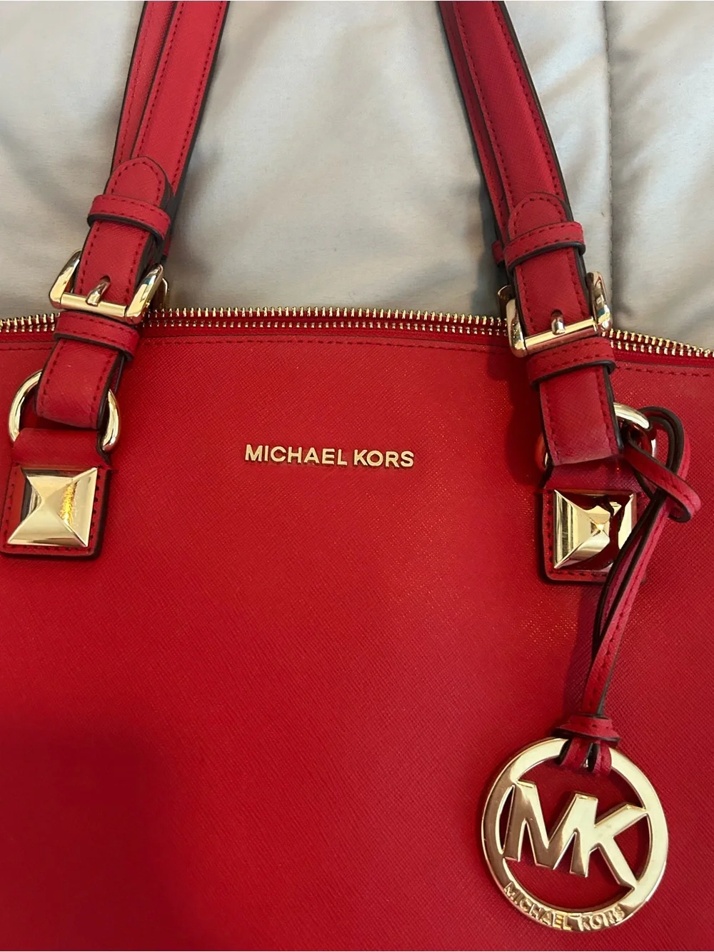 Michael Kors Red Tote with Gold Hardware